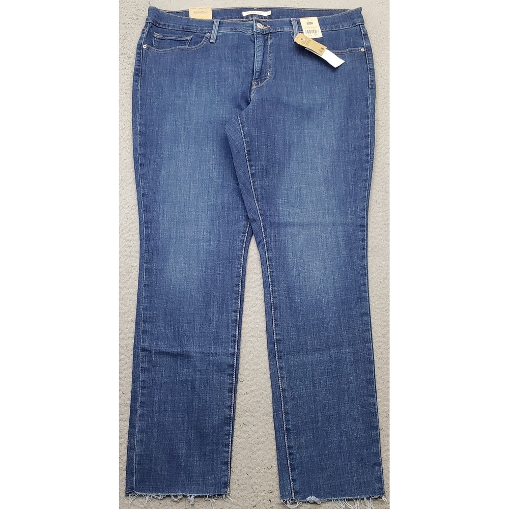 Levi's 311 Shaping Skinny Jeans Womens 34  Blue Denim Midium Wash Frayed Hem